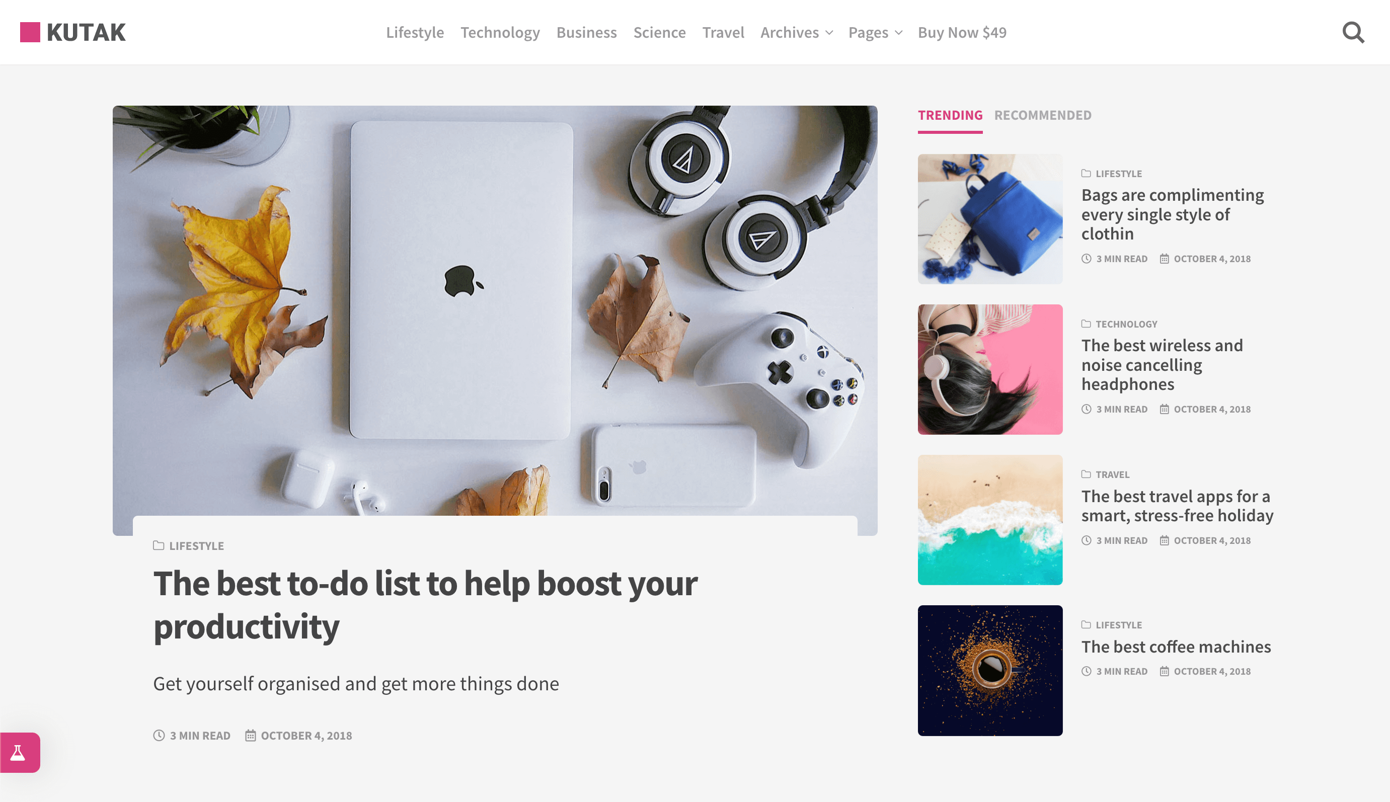 Kutak - Minimal Blog WordPress Theme