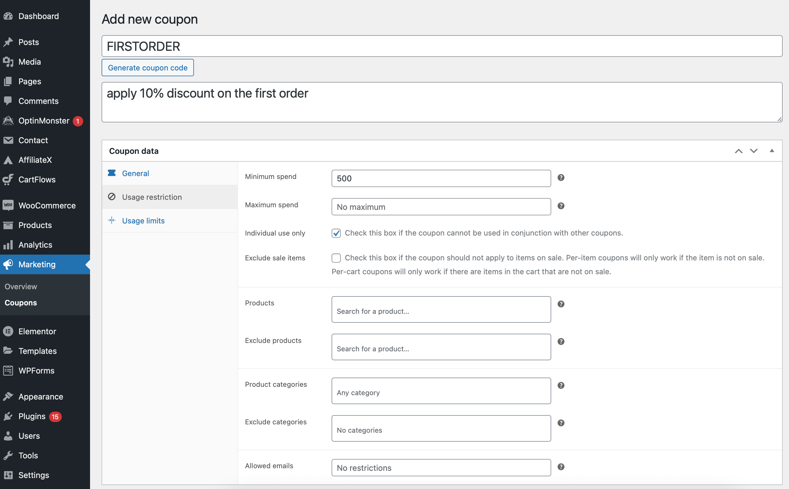 Apply Coupon Restriction in WooCommerce